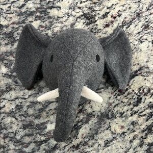 Gray Elephant Plush Wall Hanging